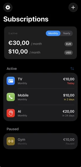MySubs — Subscription Tracker Dashboard